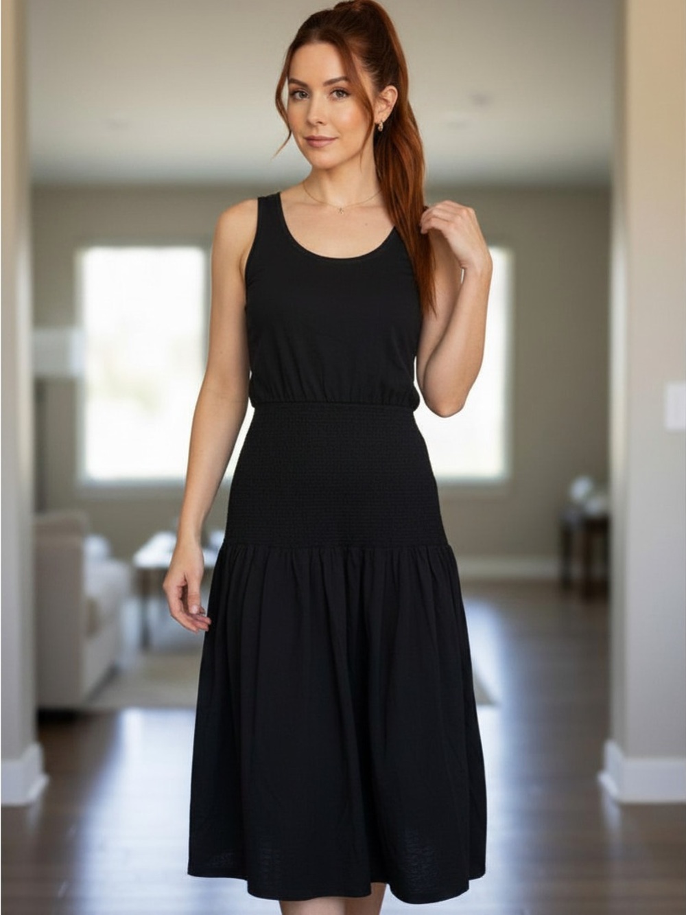 Nation LTD Sahar Combo Midi Dress in Black Small